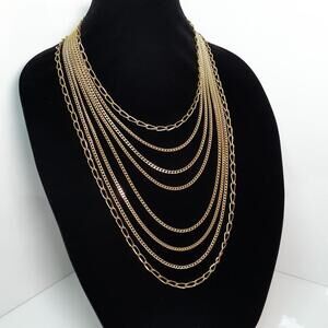 Stunning Vintage Gold plated Multi-Layered Chain Necklace by "Century"